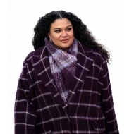 Michelle Buteau Purple Plaid Long Coat 