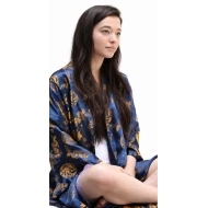 Mikey Madison Blue Satin Printed Robe