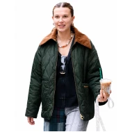 Millie Bobby Brown NYC Quilted Green Jacket