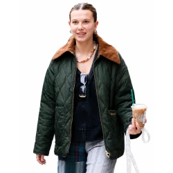 Millie Bobby Brown NYC Quilted Green Jacket