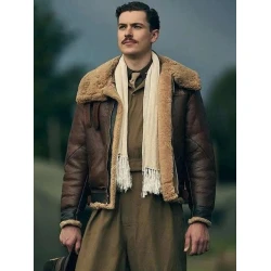 Nate Mann Masters of the Air Shearling Leather Jacket Nate Mann Masters of the Air Shearling Leather Jacket