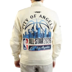NBA All Star 2026 Los Angeles Cream Varsity Jacket