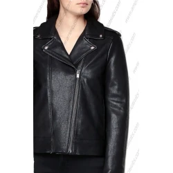 New Women Made Kooples Black Leather Jacket