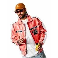 Neymar Hell Star Pink Leather Varsity Jacket