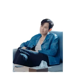 Nice to Not Meet You Lee Jung Jae Blue Leather Jacket Nice to Not Meet You Lee Jung Jae Blue Leather Jacket