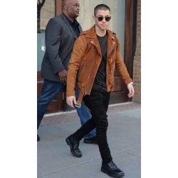 Nick Jonas Slim Suede Leather Jacket