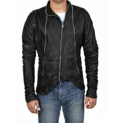 Obscured Zippered Washed Sheepskin Black Leather Jacket Obscured Zippered Washed Sheepskin Black Leather Jacket