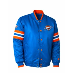 Oklahoma City Thunder Blue Satin Varsity Jacket