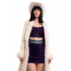 One Piece S02 Miss Valentine Cream Fur Long Coat