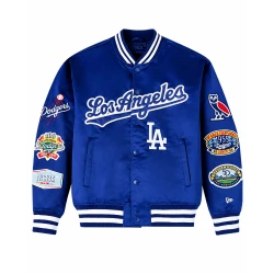 OVO X New Era X MLB Los Angeles Dodgers Blue Varsity Jacket