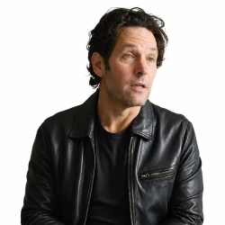 Paul Rudd Power Ballad 2026 Black Leather Jacket