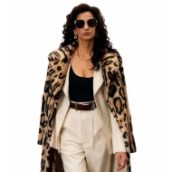 Poorna Jagannathan Deli Boys Leopard Print Fur Coat