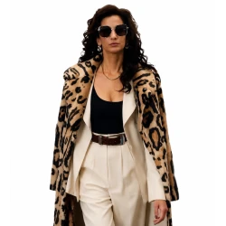 Poorna Jagannathan Deli Boys Leopard Print Fur Coat
