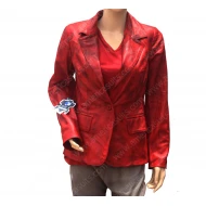 One Button Red Blazer for Women