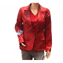 One Button Red Blazer for Women