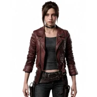 Resident Evil Code Veronica Claire Redfield Burgundy Leather Jacket