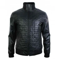 Retro Slim fit Black Quilted Bomber Jacket