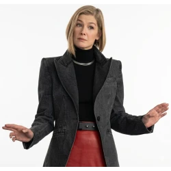 Rosamund Pike Ladies First 2026 Charcoal Grey Blazer