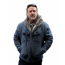 Russell Crowe Grey Fur Hoodie