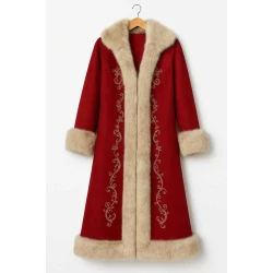 Santa Claus Red Wool Blend Gold Embroidery Coat