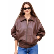 Shailene Woodley Brown Leather Bomber Jacket