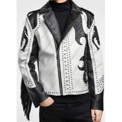 Silver Studded Asymmetrical Leather Jacket