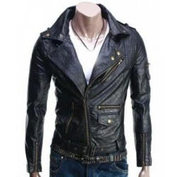 Slim fit Black Leather Jacket Mens Biker Slim fit Black Leather Jacket Mens Biker