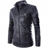 Slim fit Mens Faux Leather Biker Jacket