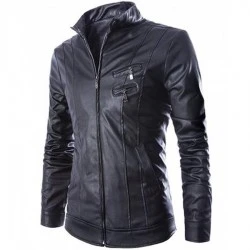 Slim fit Mens Faux Leather Biker Jacket Slim fit Mens Faux Leather Biker Jacket