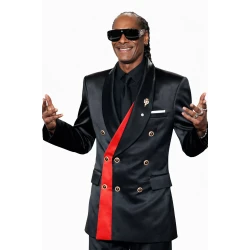 Snoop Dogg Golden Globes 2026 Black Red Satin Tuxedo