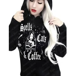 Spells Cats And Coffee Halloween Hoodie