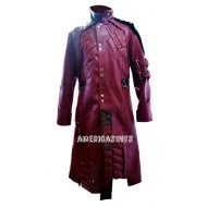 Starlord Guardians of the Galaxy Red Leather Trench Coat