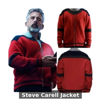 Steve Carell Mountainhead Jacket Red Fleece Half-Zip Pullover
