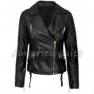 Stylish Black Leather Jacket For Women