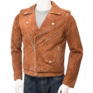 Suede Biker Jacket with Zipper Style