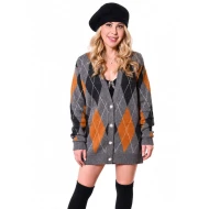 Tara Lipinski The Traitors US S04 Grey Argyle Cardigan