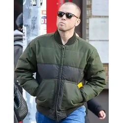 Taron Egerton Olive Green Puffer Jacket