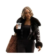 Taylour Paige I Love Boosters 2026 Black Fur Leather Jacket