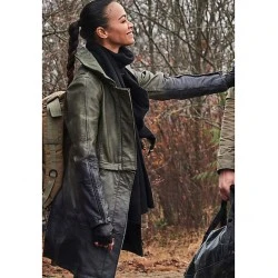 The Adam Project Zoe Saldana Leather Coat
