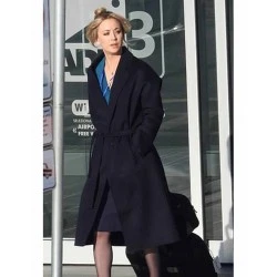 The Flight Attendant Kaley Cuoco Black Trench Coat The Flight Attendant Kaley Cuoco Black Trench Coat