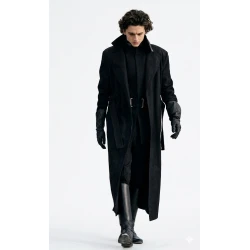 Timothee Chalamet Dune Part Three Black Trench Coat