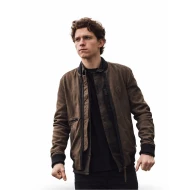 Tom Holland Brown Velvet Bomber Jacket