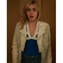 Totally Killer Jamie Hughes White Fringed Jacket