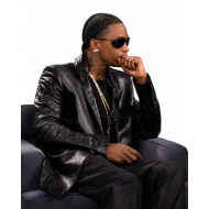 Travis Scott Black Leather Blazer