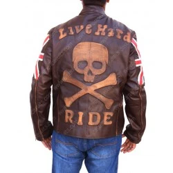 UK Flag Brando Slim Fit Leather Jacket