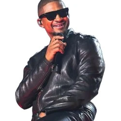 Usher 2024 Hot Black Leather Jacket