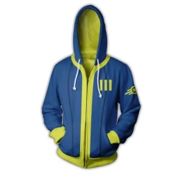 Vault 111 Blue and Yellow Zip Hoodie