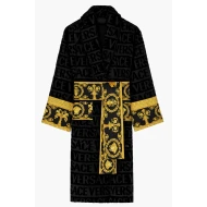 Versace Black Bathrobe Gold Baroque Belt Robe