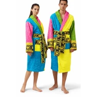 Versace Multicolor Unisex Bathrobe Luxury Medusa Belted Terry Robe