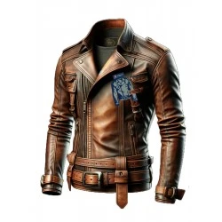 Vintage Style Brown Leather Motorcycle Jacket